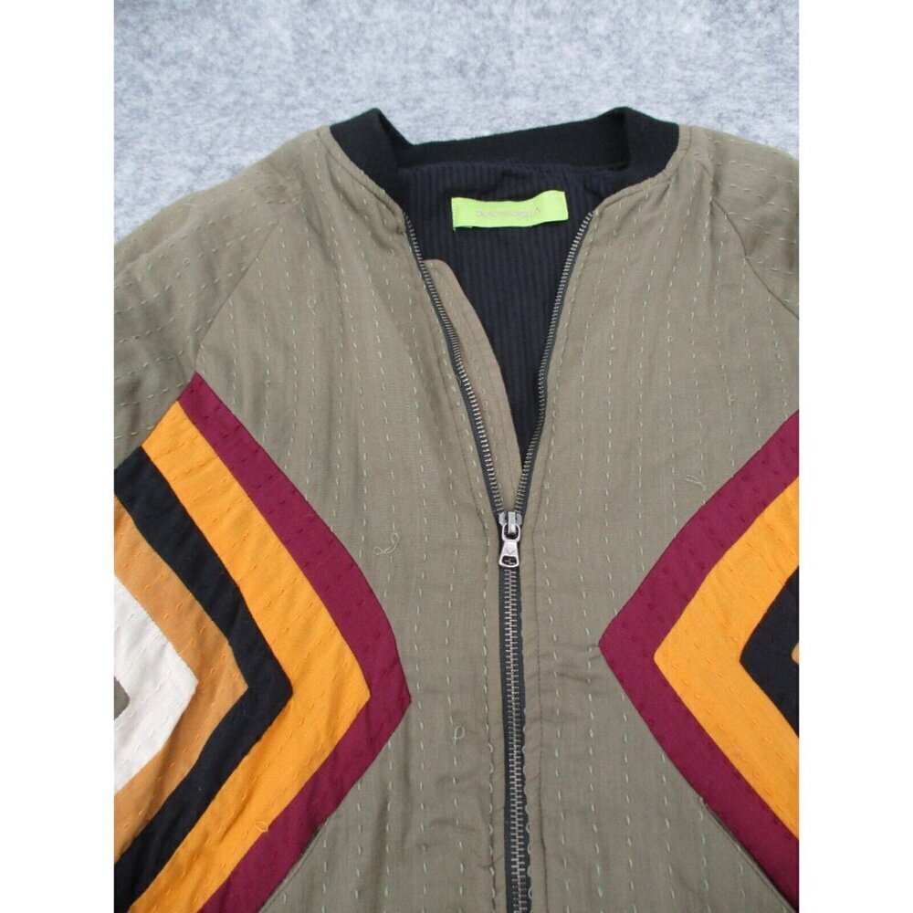 Rapsodia Womens Jacket Small Abstract Boho Green Orange Zipper Long Sleeves - Picture 6 of 16